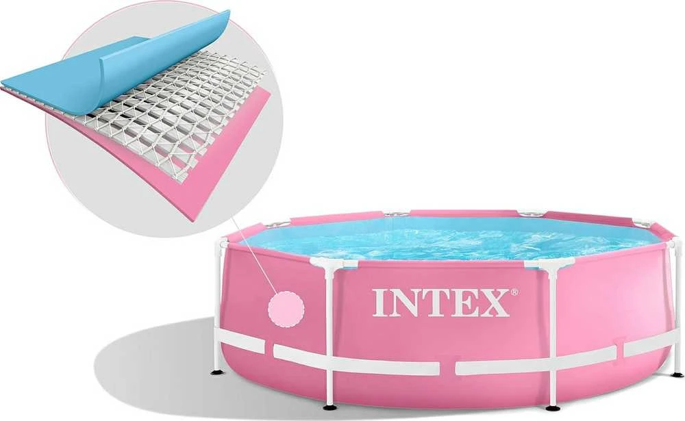 Vaikiškas apvalus baseinas su rėmais 244x76 cm rožinės spalvos INTEX 28290