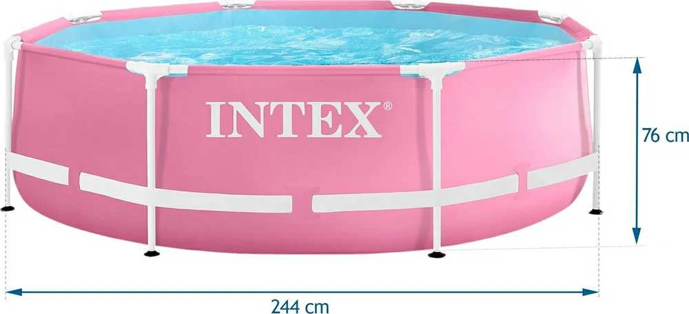 Vaikiškas apvalus baseinas su rėmais 244x76 cm rožinės spalvos INTEX 28290