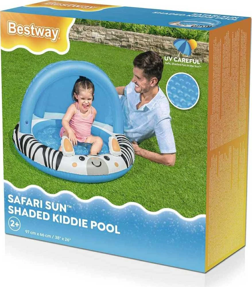 Bestway Bestway 52559 Pripučiamas baseinas su stogu ir pumpuojamu dugnu Zebra 97cm x 66cm