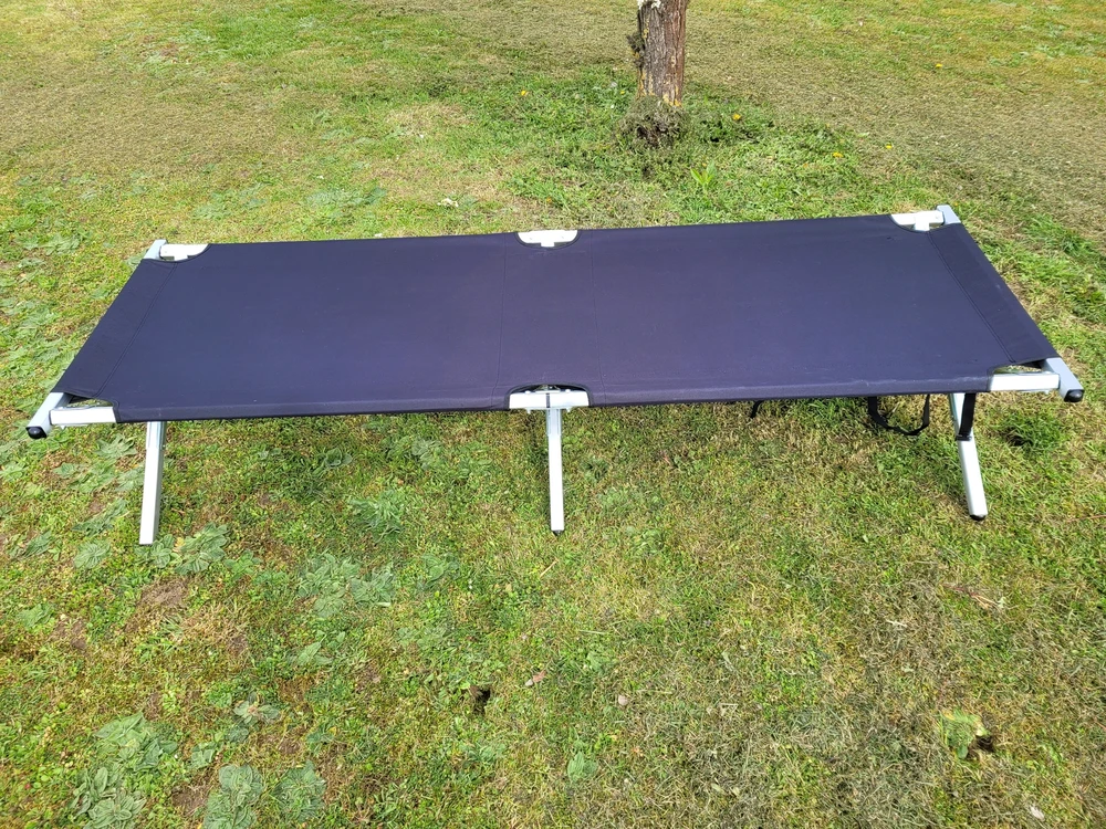 Sulankstomas gultas BasicNature Alu-Campbed, 210x66cm, Juodas