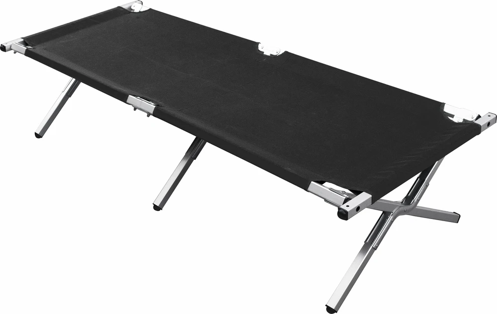 Sulankstomas gultas BasicNature Alu-Campbed, 210x66cm, Juodas