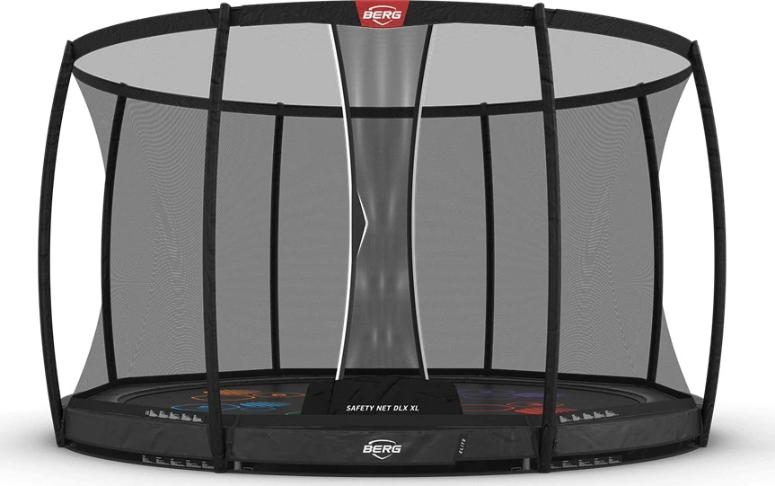 Batutas BERG Elite InGround 430 Pilkas Levels + apsauginis tinklas DLX XL