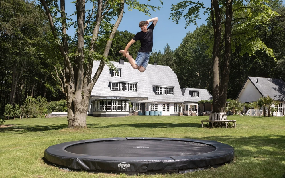 BERG SPORTS Champion InGround grindinis batutas, Ø 430 cm, pilkas