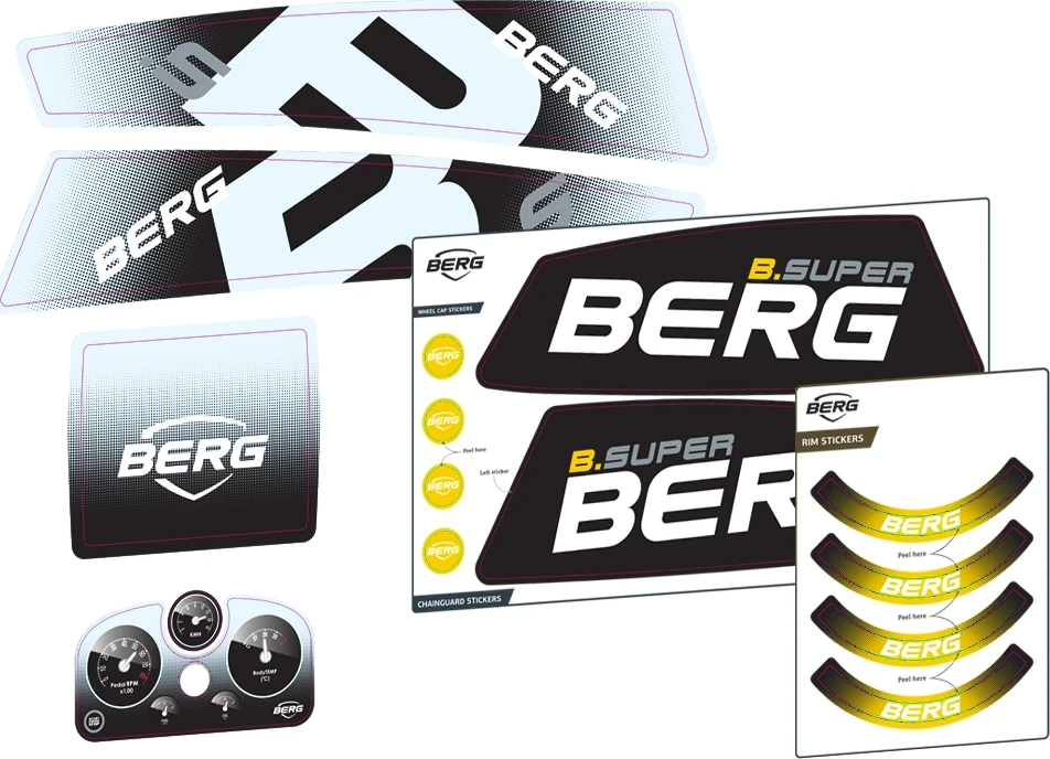 Berg XL/XXL rėmo lipdukų rinkinys B.Super, geltonas