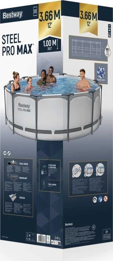 „BestWay Pool Steel Pro MAX“ baseino komplektas, apvalus, 366 x 100 cm