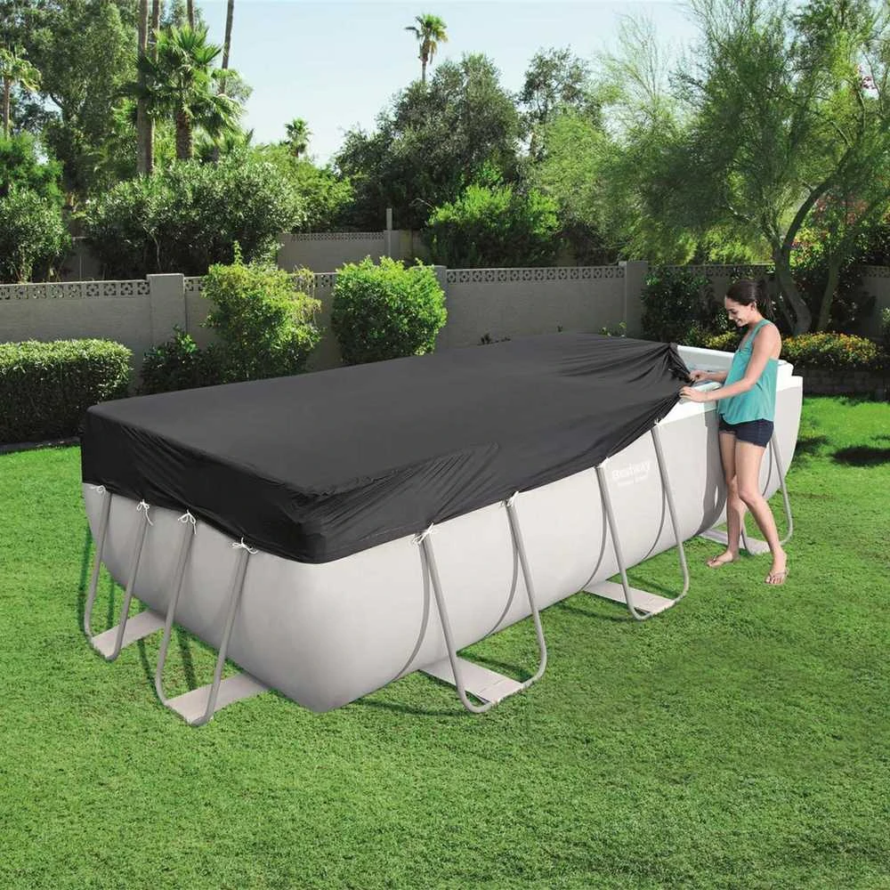 Bestway® PVC baseino uždangalas 396 x 185 cm, juodas, kvadratinis