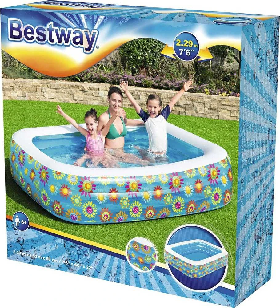 Bestway Vaikiškas pripučiamas baseinas, mėlynos spalvos, 229x152x56cm