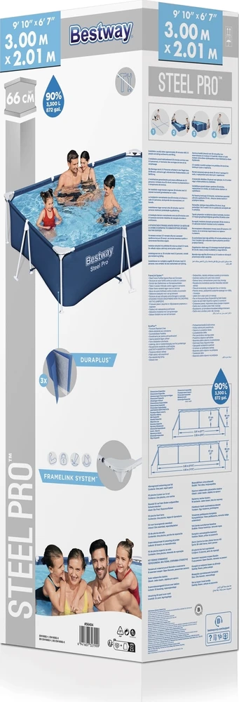 Bestway Stačiakampis karkasinis baseinas 300 x 201 x 66 cm