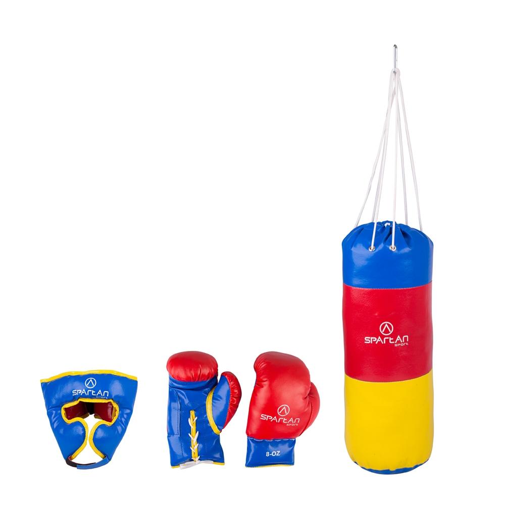 Bokso maišas + galvos apsauga + pirštinės Spartan 1kg