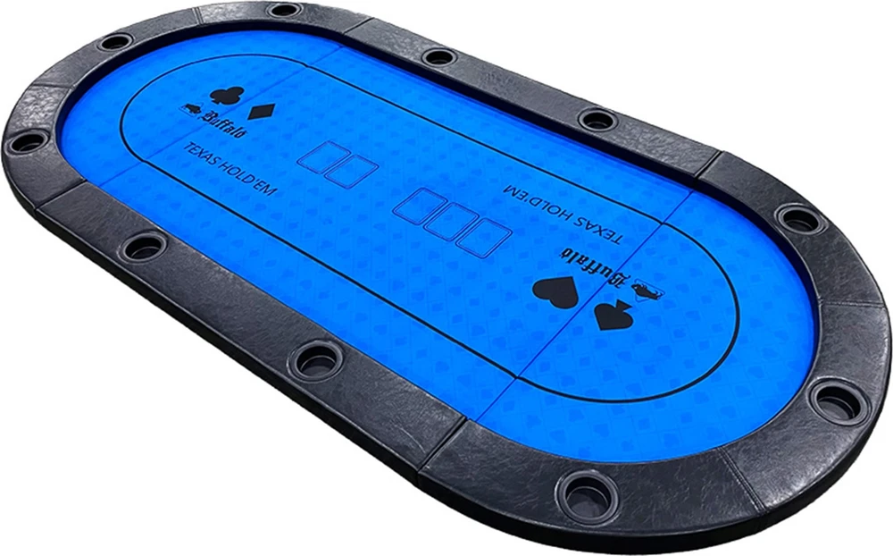 Buffalo foldable poker table top with cup holders
