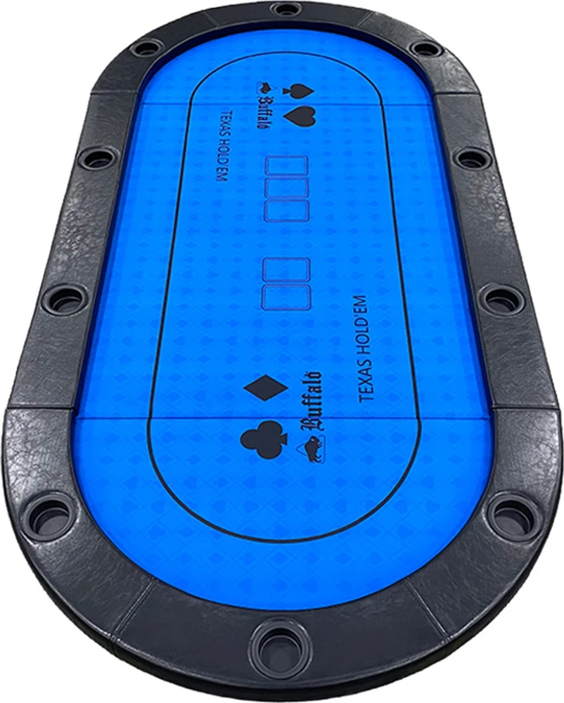 Buffalo foldable poker table top with cup holders