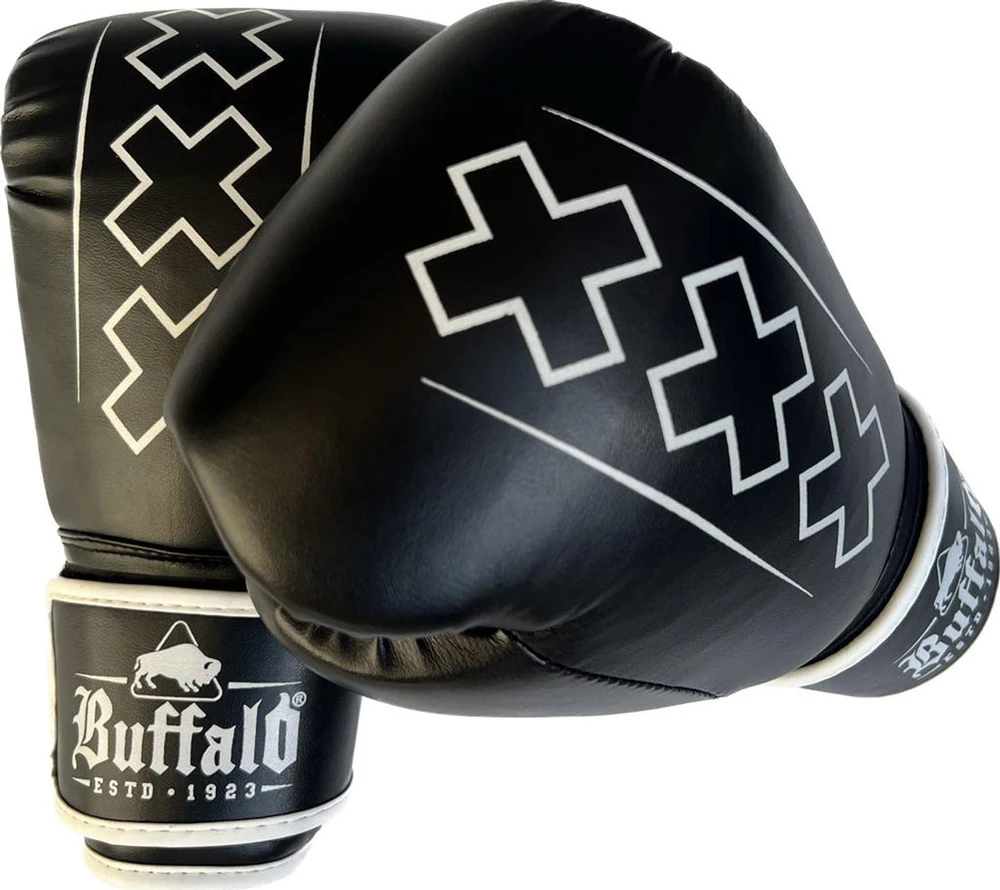 Buffalo Outrage bokso pirštinės juodai baltos 12oz