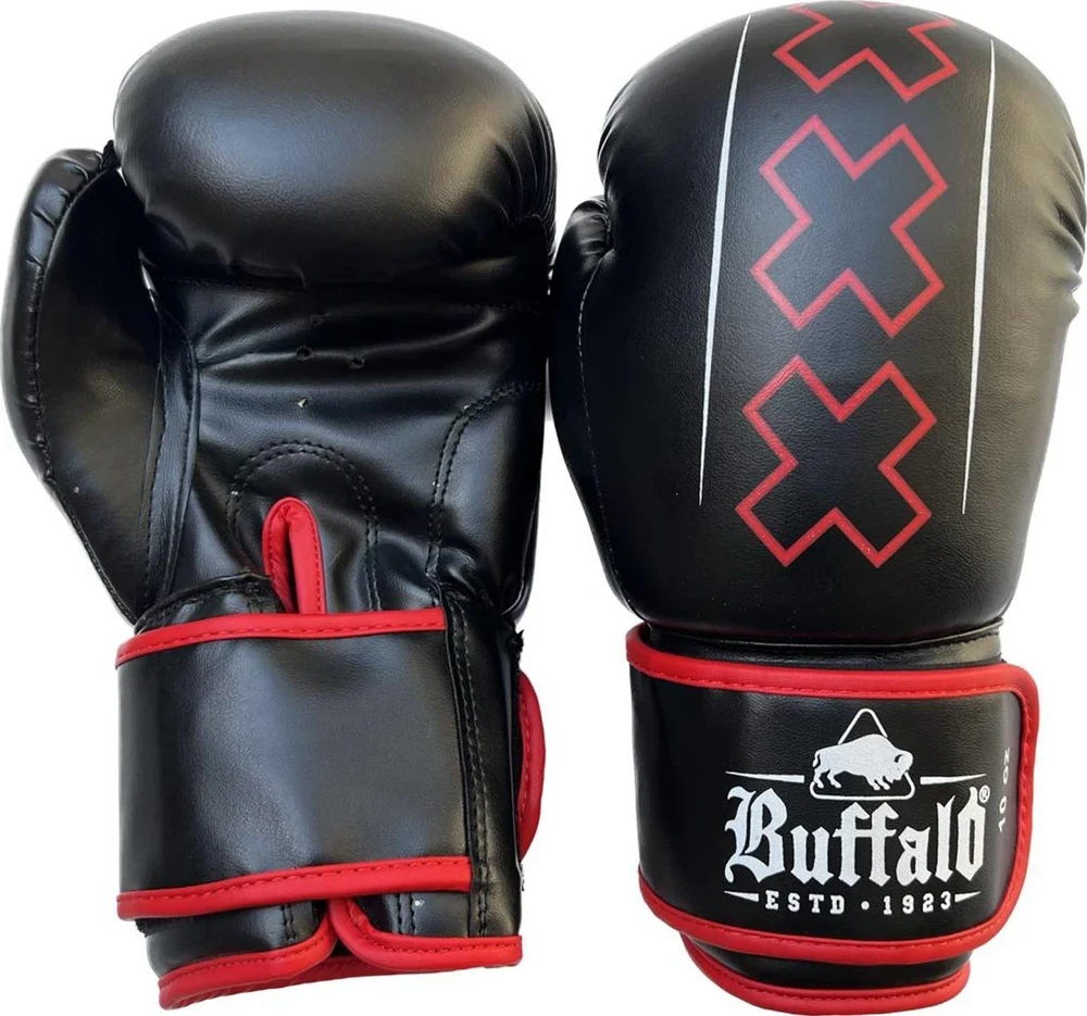 Buffalo Outrage bokso pirštinės, juodos ir raudonos, 10 oz