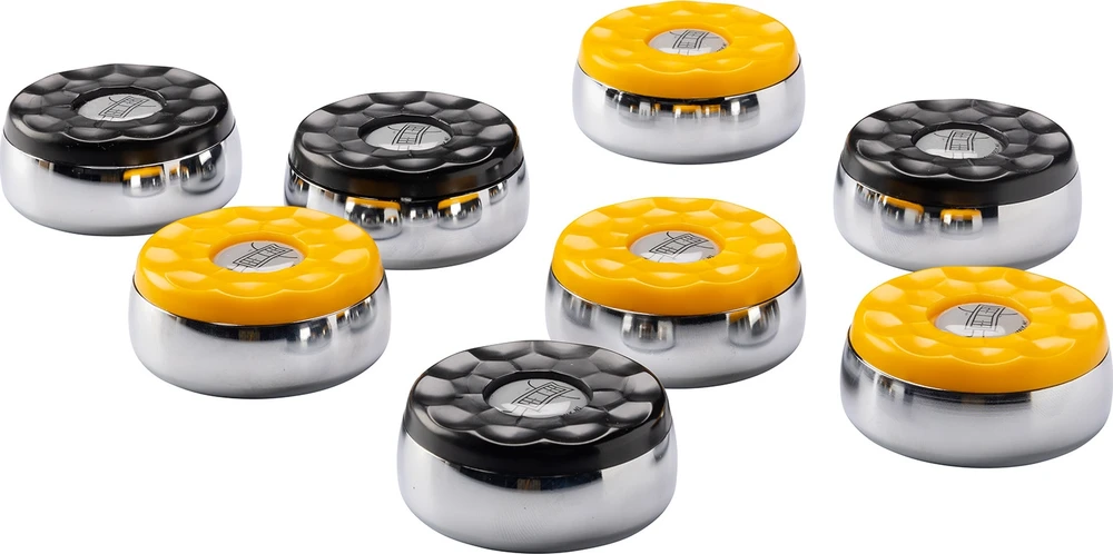 Buffalo Shuffleboard pucks set 4 x juodas and 4 x yellow