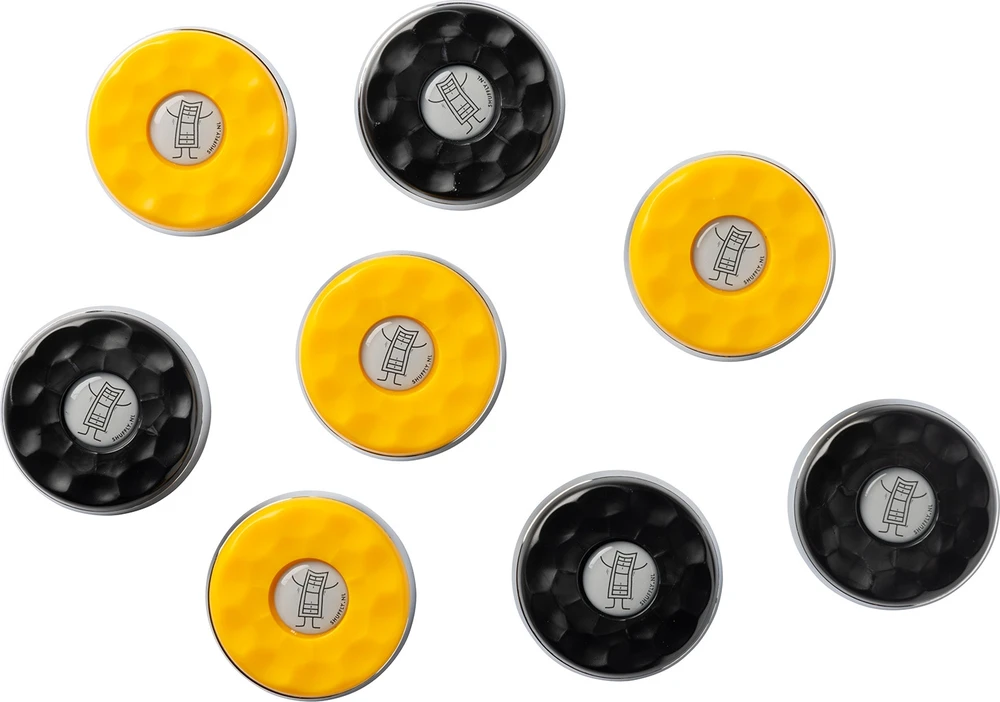 Buffalo Shuffleboard pucks set 4 x juodas and 4 x yellow