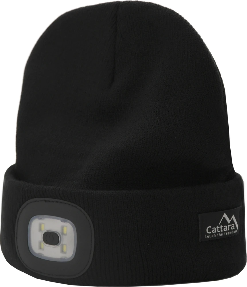 Cattara Juoda kepurė su LED žibintuvėliu ir USB įkrovimu