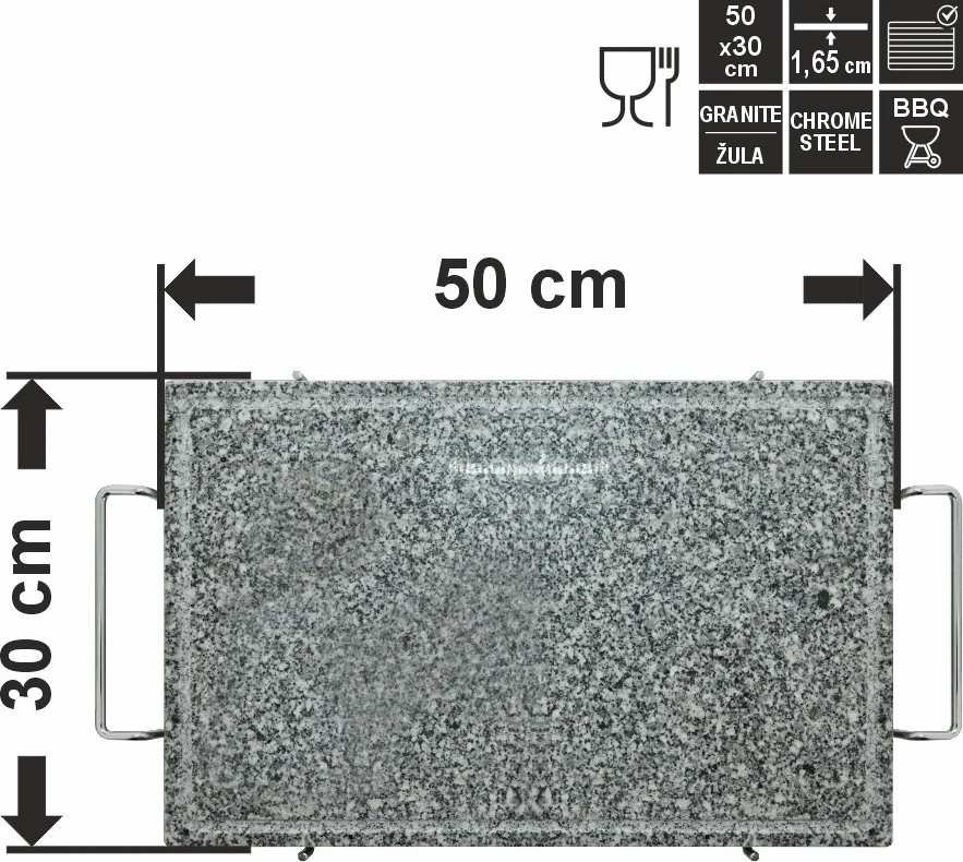 Cattara Granito kepimo plokštė GRANIT XL su grioveliu ir laikikliu 50x30x1,65 cm
