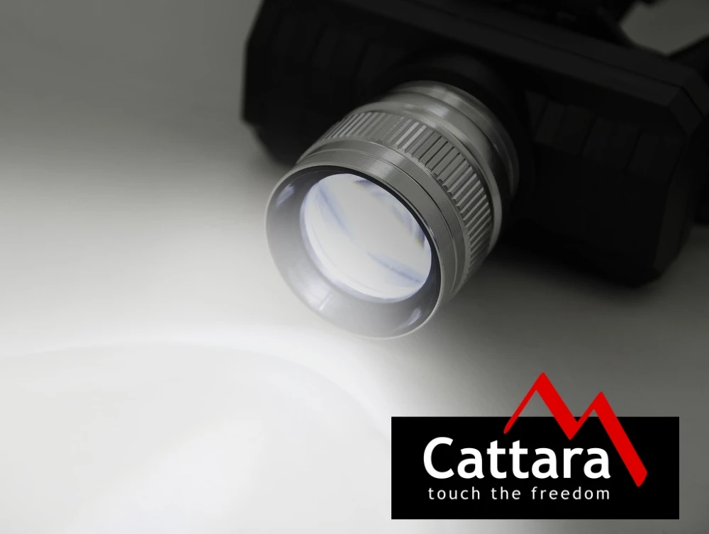 Cattara Prožektorius ant galvos SCORPION 90 lm XPE ZOOM įkraunamas