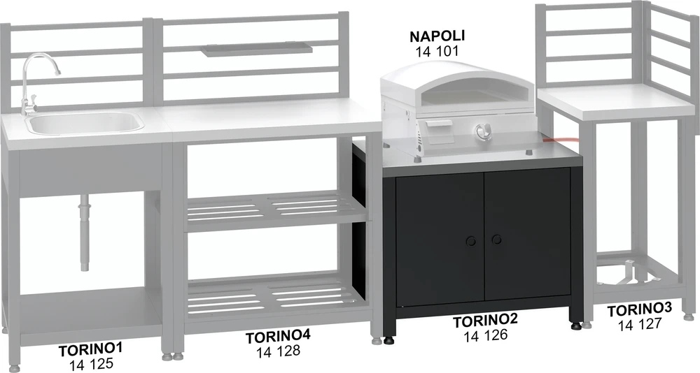 Cattara Modulinė grilio spintelė TORINO 2 lauko virtuvei, 80x47x69 cm