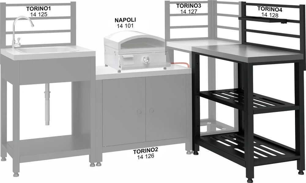 Cattara Modulinis stalas TORINO 4 lauko virtuvei, 80x47x123 cm