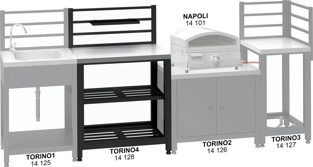 Cattara Modulinis stalas TORINO 4 lauko virtuvei, 80x47x123 cm