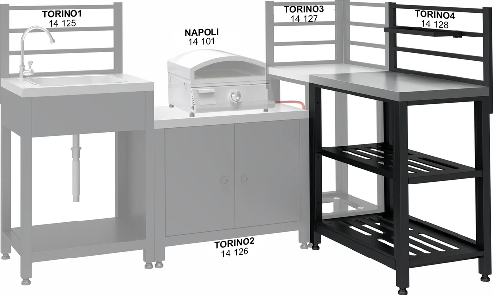 Cattara Modulinis stalas TORINO 4 lauko virtuvei, 80x47x123 cm
