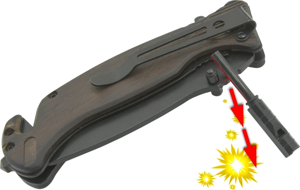 Cattara Sulankstomas peilis su fiksatoriumi, juoda geležtė, 21,7 cm