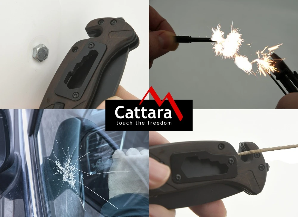 Cattara Sulankstomas peilis su fiksatoriumi, juoda geležtė, 21,7 cm