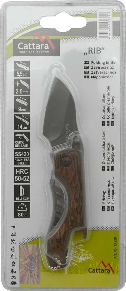 Cattara Sulankstomas peilis RIB su apsauginiu fiksatoriumi 14 cm