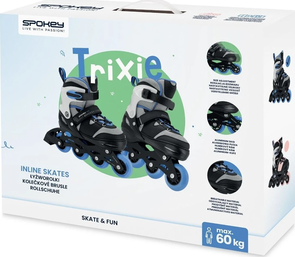 Riedučiai Spokey Trixie 944628, mėlyni/juodi, 31-34
