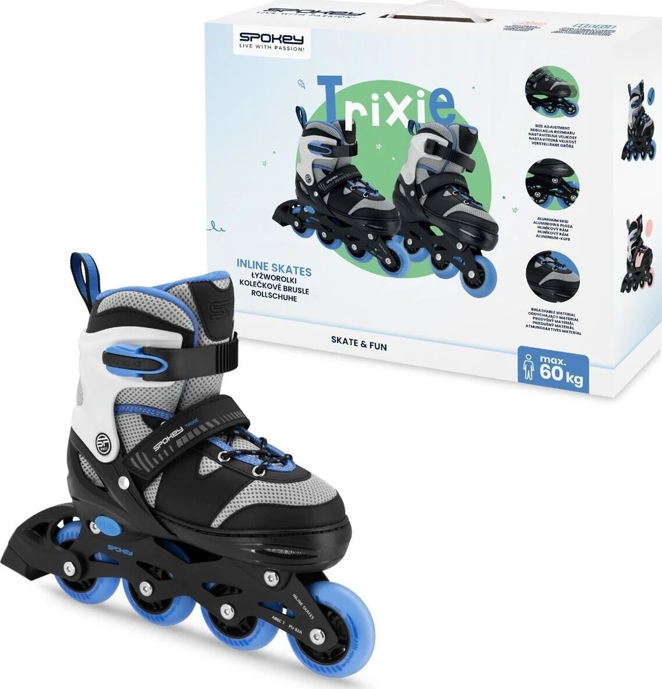 Riedučiai Spokey Trixie 944628, mėlyni/juodi, 31-34