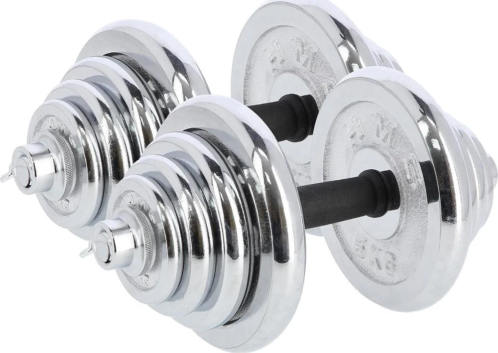 Chromuotų hantelių rinkinys su lagaminu HMS STC50 2x25kg