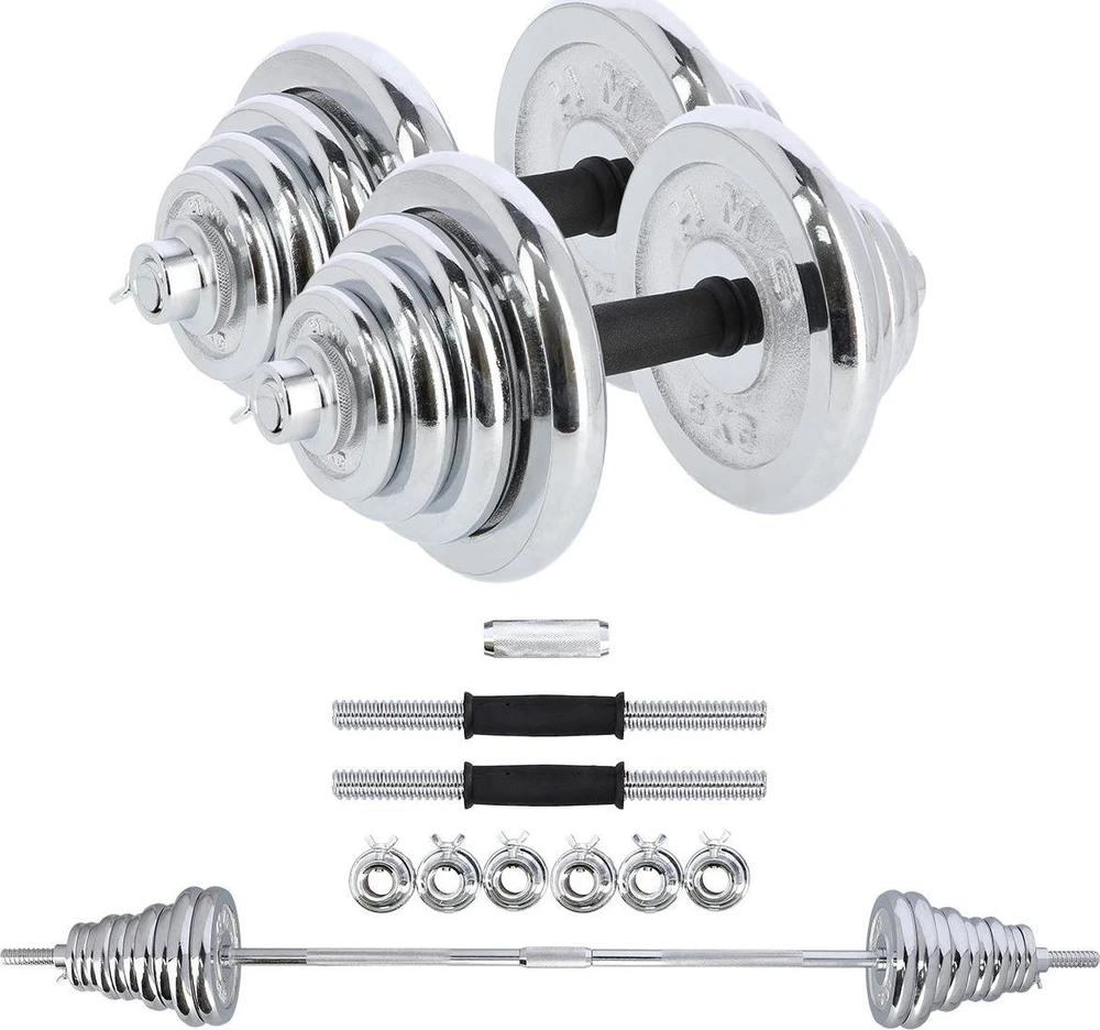 Chromuotų hantelių rinkinys su lagaminu HMS STC50 2x25kg