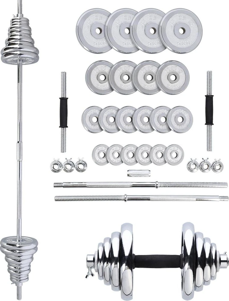 Chromuotų hantelių rinkinys su lagaminu HMS STC50 2x25kg