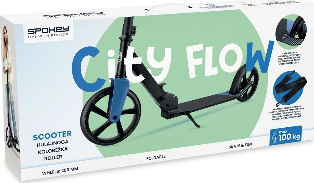 Spokey Miesto paspirtukas City Flow su reguliuojamu vairu