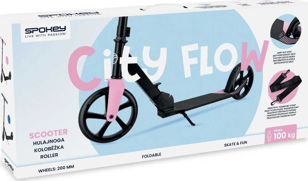 Spokey Miesto paspirtukas City Flow su reguliuojamu vairu