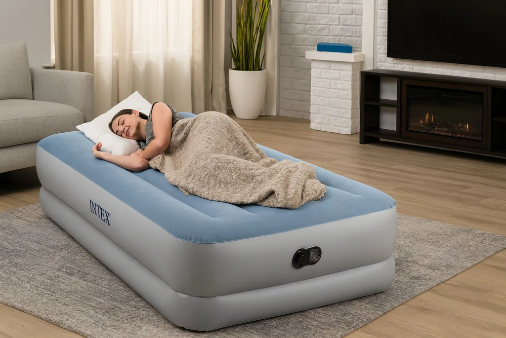 čiužinys pripučiamas vienvietis 191x99x36 cm su įmontuotu elektriniu USB siurbliu lova INTEX 64157