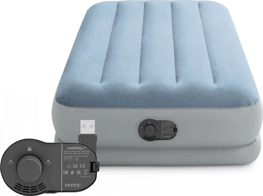 čiužinys pripučiamas vienvietis 191x99x36 cm su įmontuotu elektriniu USB siurbliu lova INTEX 64157