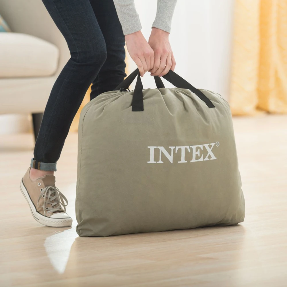 Intex Pripučiamas oro čiužinys, vienam asmeniui, su elektrine pompa, nešiojama stovyklavimo lova, patogi svečių lova