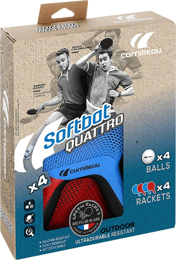 Stalo teniso rakečių rinkinys Cornilleau SoftBat Quattro (4 raketės + 4 kamuoliukai)