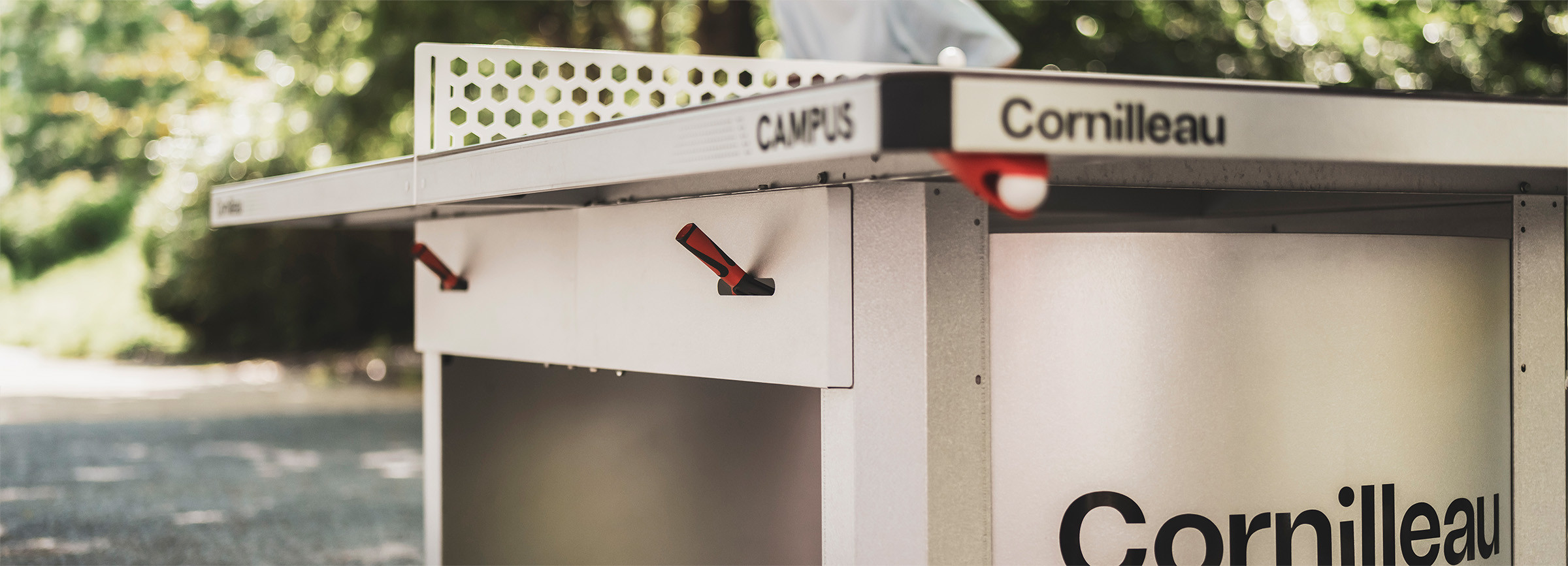 Lauko teniso stalas Cornilleau 510M Campus Outdoor, pilkas aprašymas - Prekės nuotrauka
