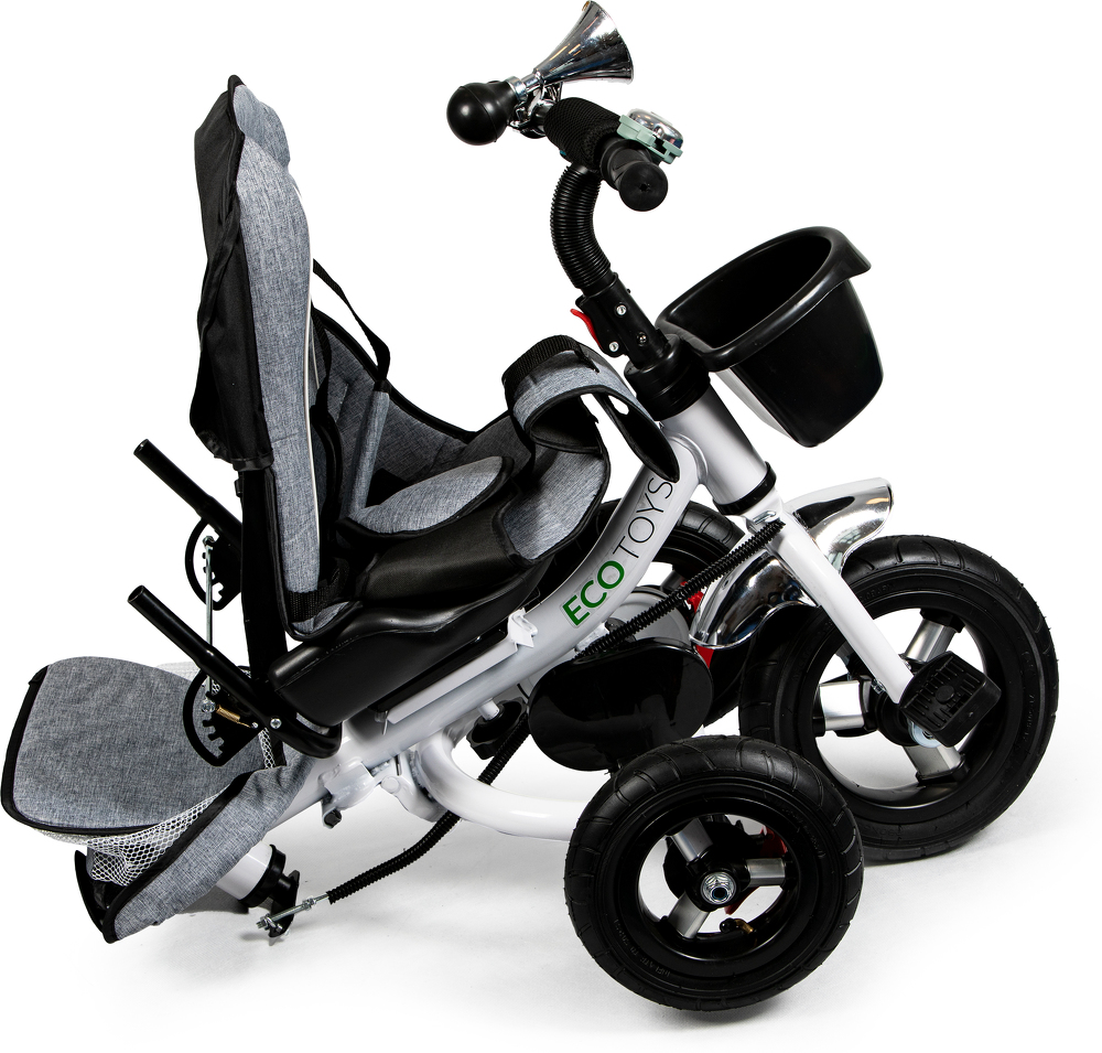 Pasukamas triratukas 360° Pilkas Delux su stogeliu ECOTOYS aprašymas - Prekės nuotrauka