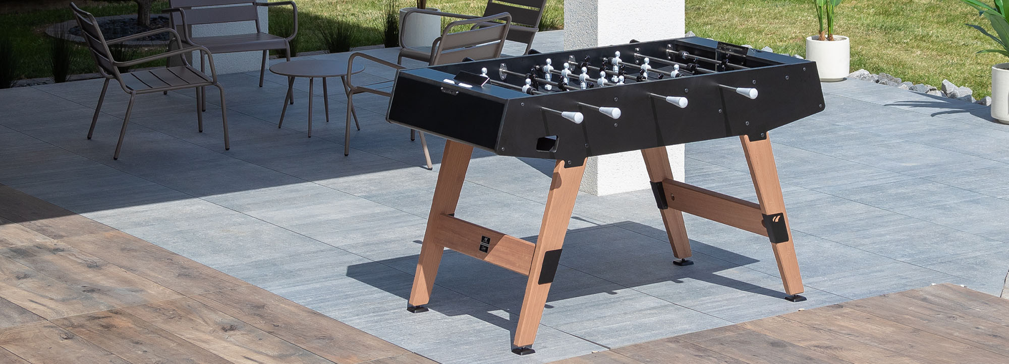 Cornilleau Stalo futbolo stalas Origin Outdoor, juodas aprašymas - Prekės nuotrauka
