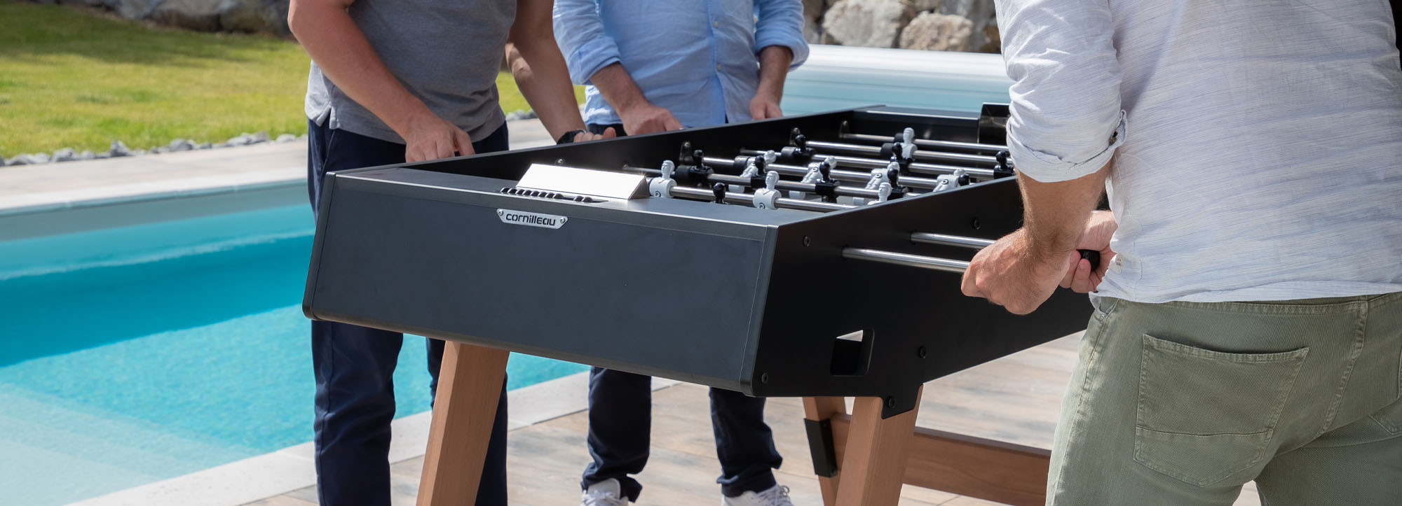 Cornilleau Stalo futbolo stalas Origin Outdoor, juodas aprašymas - Prekės nuotrauka