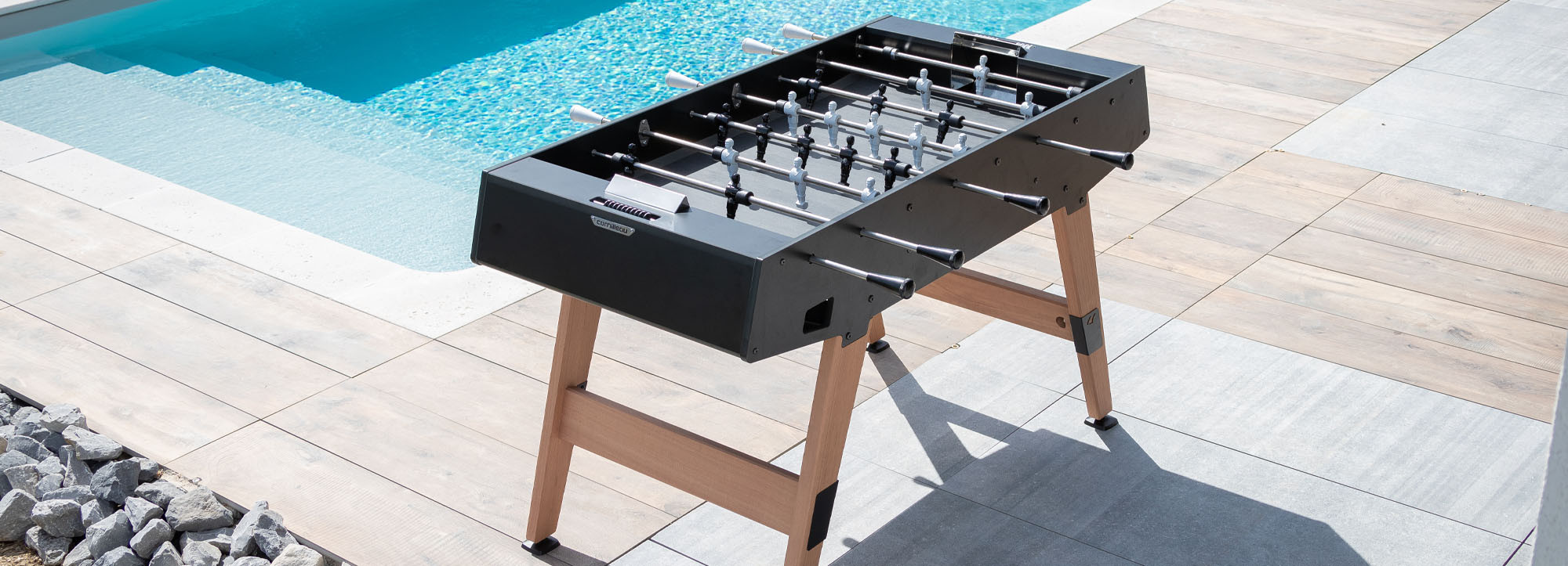 Cornilleau Stalo futbolo stalas Origin Outdoor, juodas aprašymas - Prekės nuotrauka