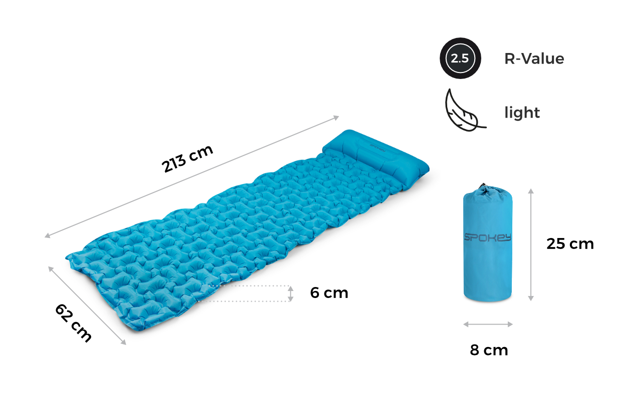 Ultralengvas turistinis čiužinys Spokey AIR BED 213 cm aprašymas - Prekės nuotrauka Ultralengvas turistinis čiužinys Spokey AIR BED 213 cm aprašymas - Prekės nuotrauka