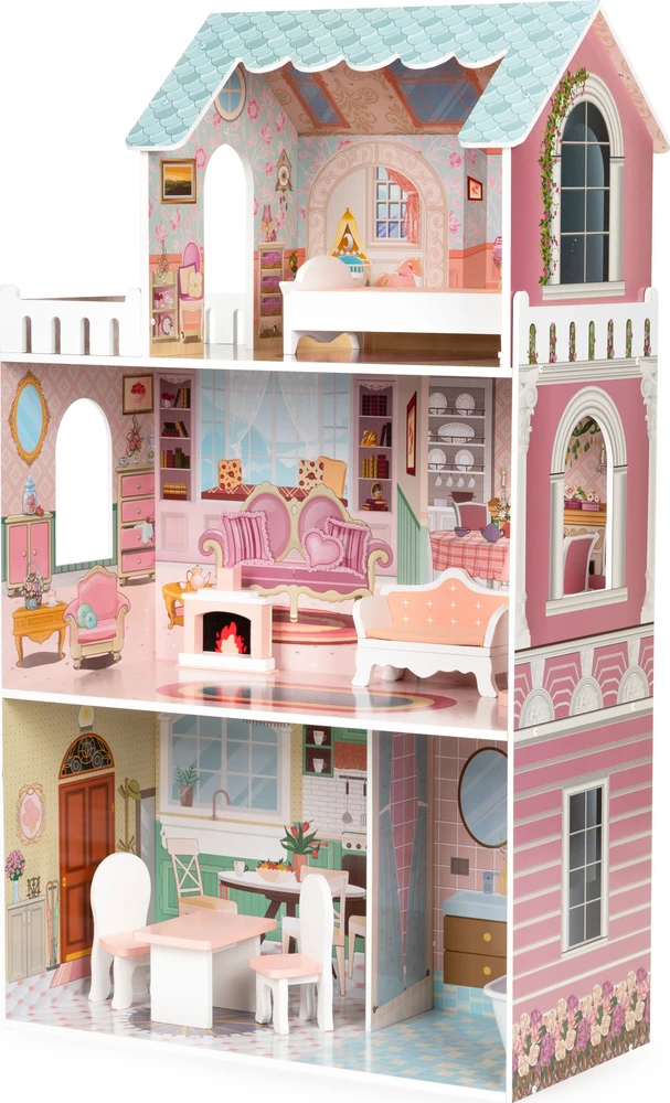 Didelis Barbie lėlių namas su baldų komplektu ECOTOYS