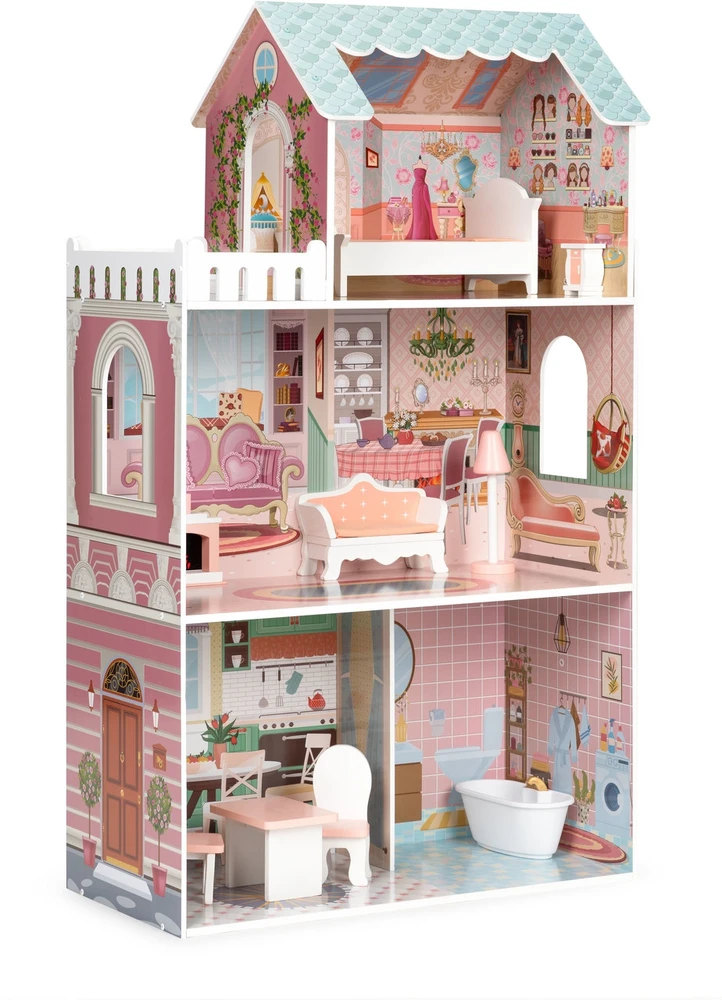 Didelis Barbie lėlių namas su baldų komplektu ECOTOYS