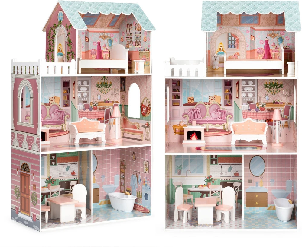 Didelis Barbie lėlių namas su baldų komplektu ECOTOYS