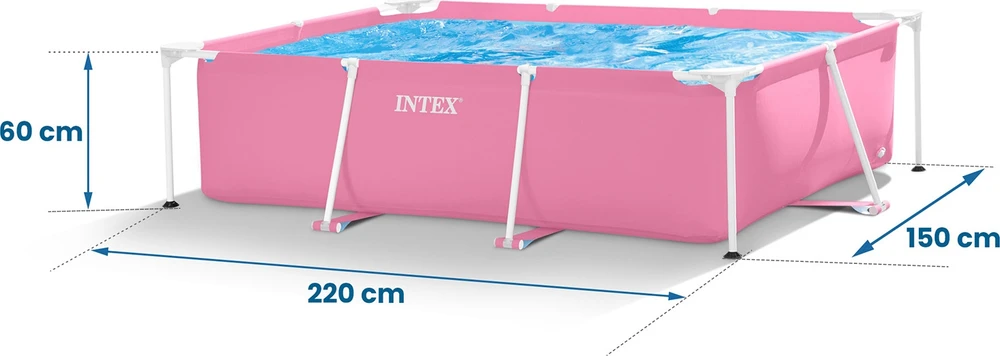 Didelis stačiakampio formos rėmo sodo baseinas 220 x 150 cm INTEX 28266